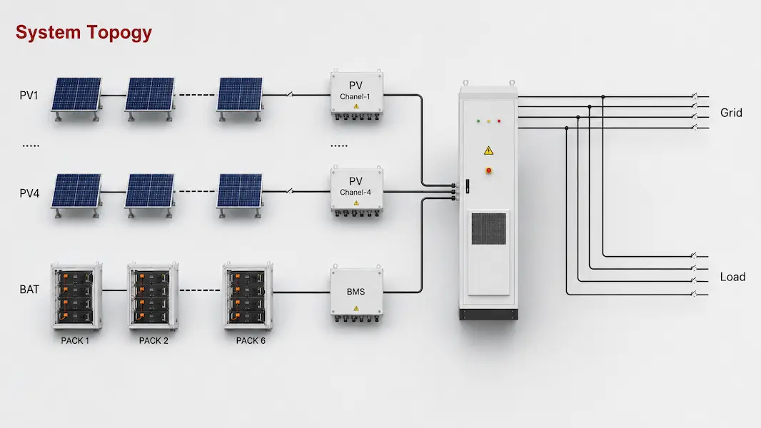 Complete Outdoor C&I Energy Storage in One Cabinet system topology diagram