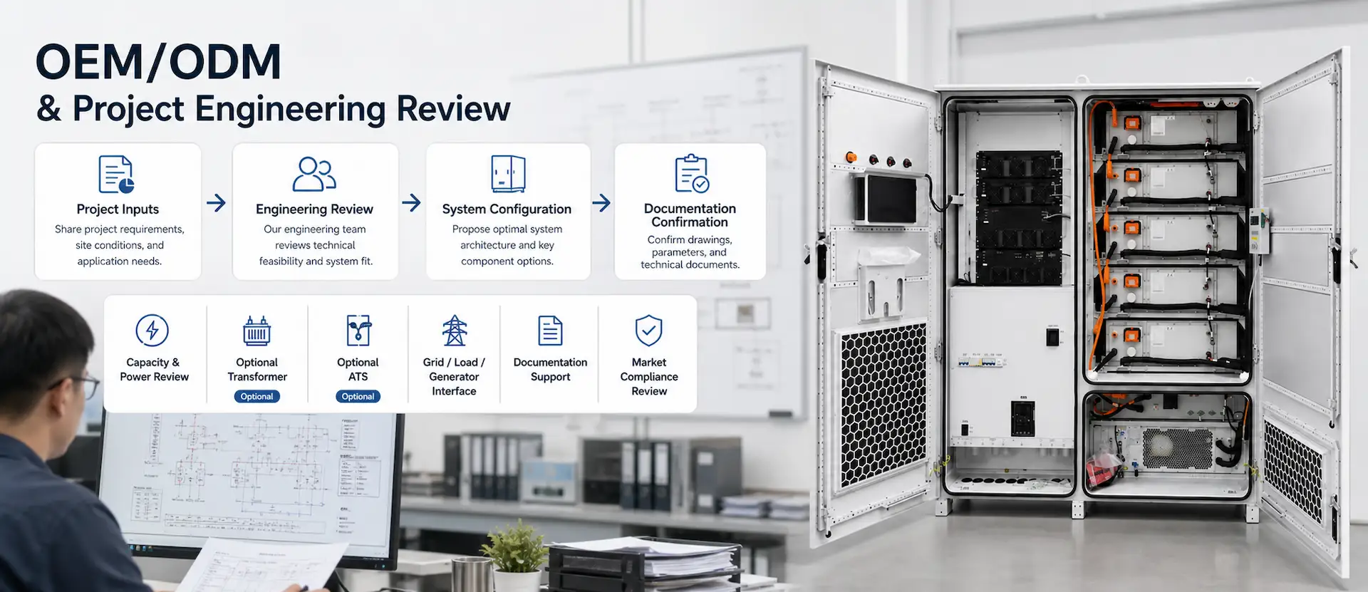KUNETIC engineering review for C&I battery storage configuration and optional equipment
