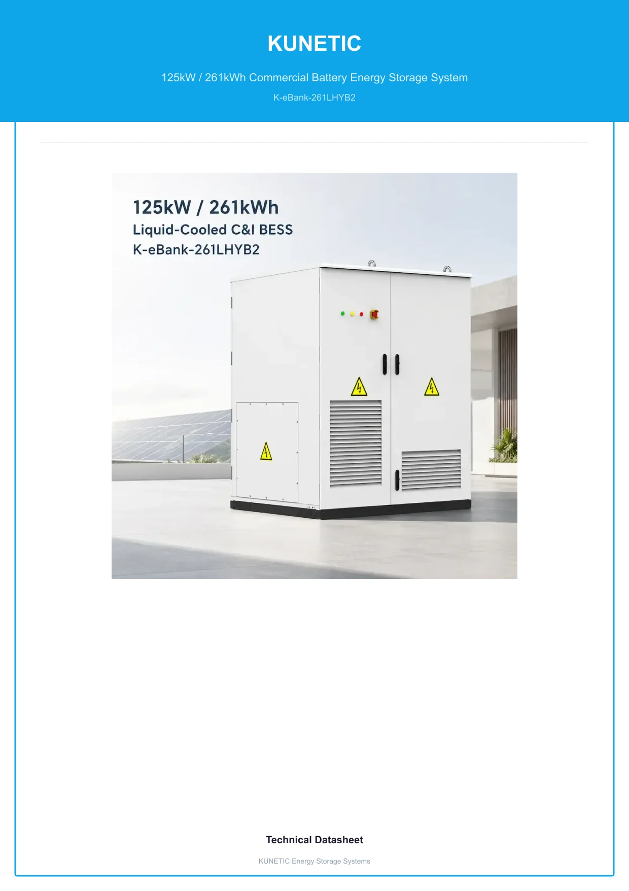 KUNETIC K-eBank-261LHYB2 125kW / 261kWh C&I BESS Datasheet