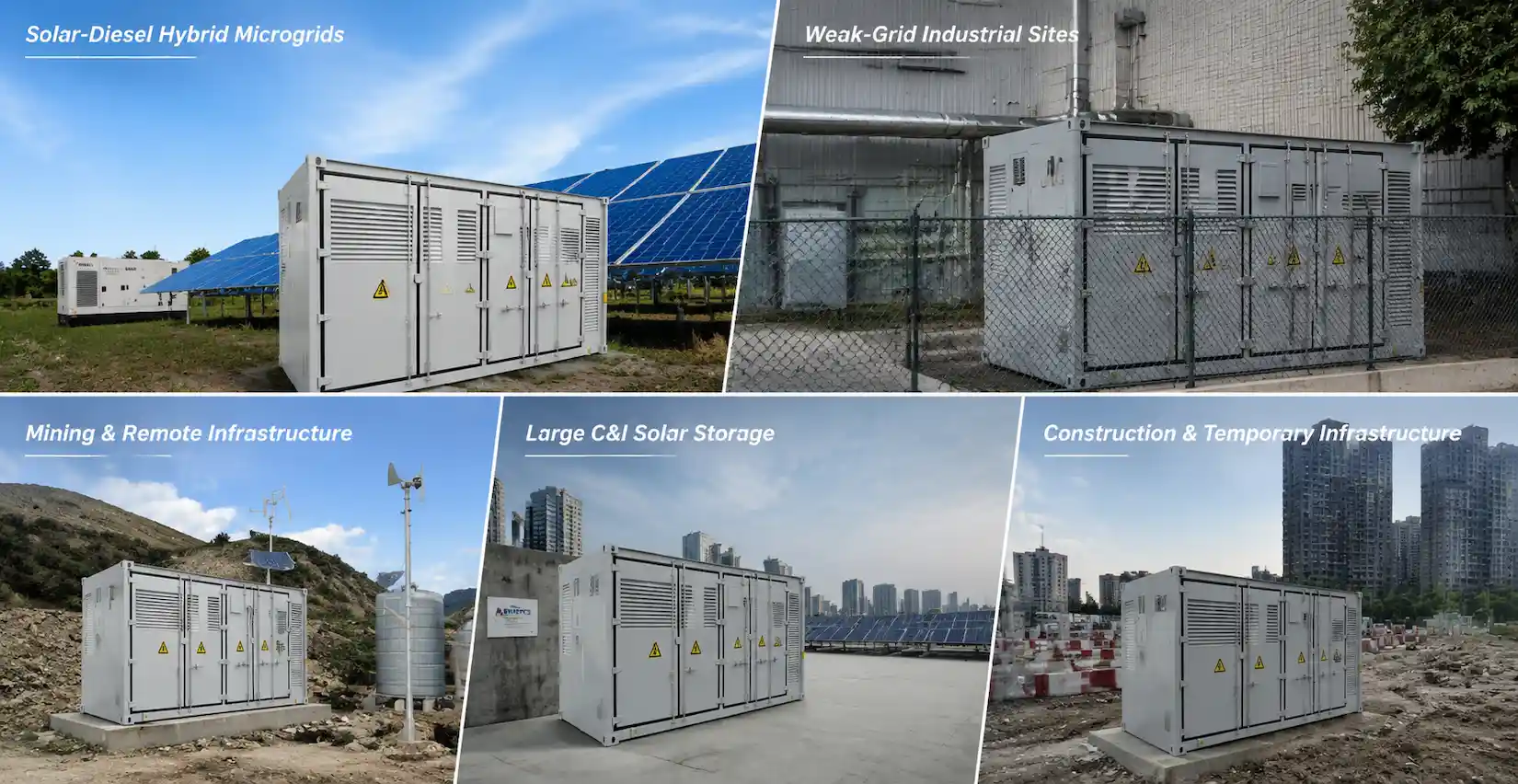 Solar-diesel microgrid, weak-grid industrial, mining, large C&I solar and temporary infrastructure applications