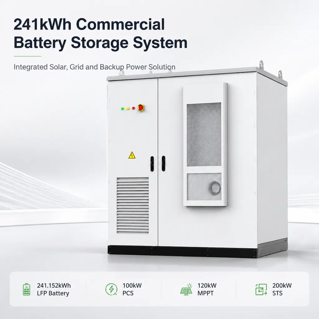 KUNETIC 241kWh commercial battery storage system with 100kW PCS and 120kW MPPT
