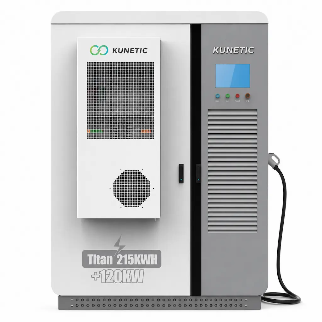 KUNETIC Titan-215 integrated energy storage cabinet for commercial EV charging