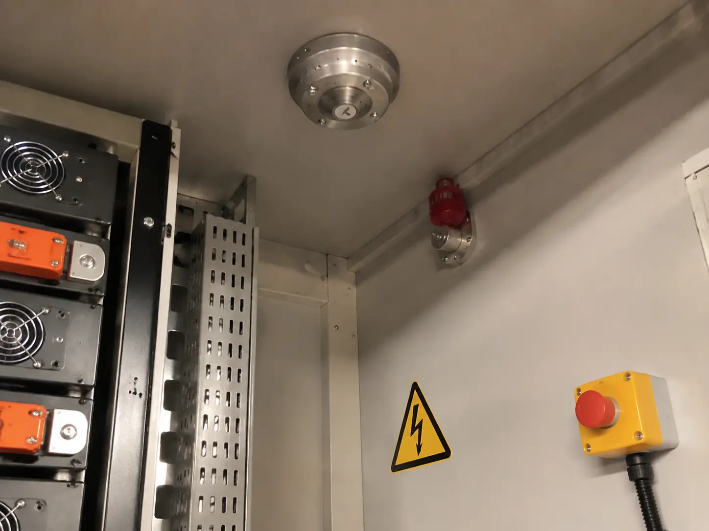 Multi-Layer Safety — fire suppression nozzle and heat sensor